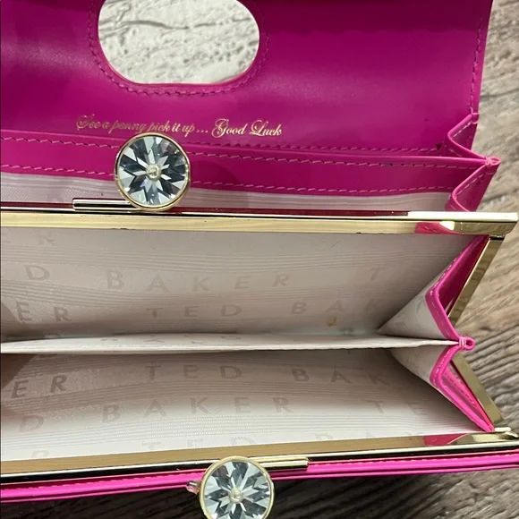 Ted Baker Fuchsia Wallet with Gold Accents - Picture 9 of 10